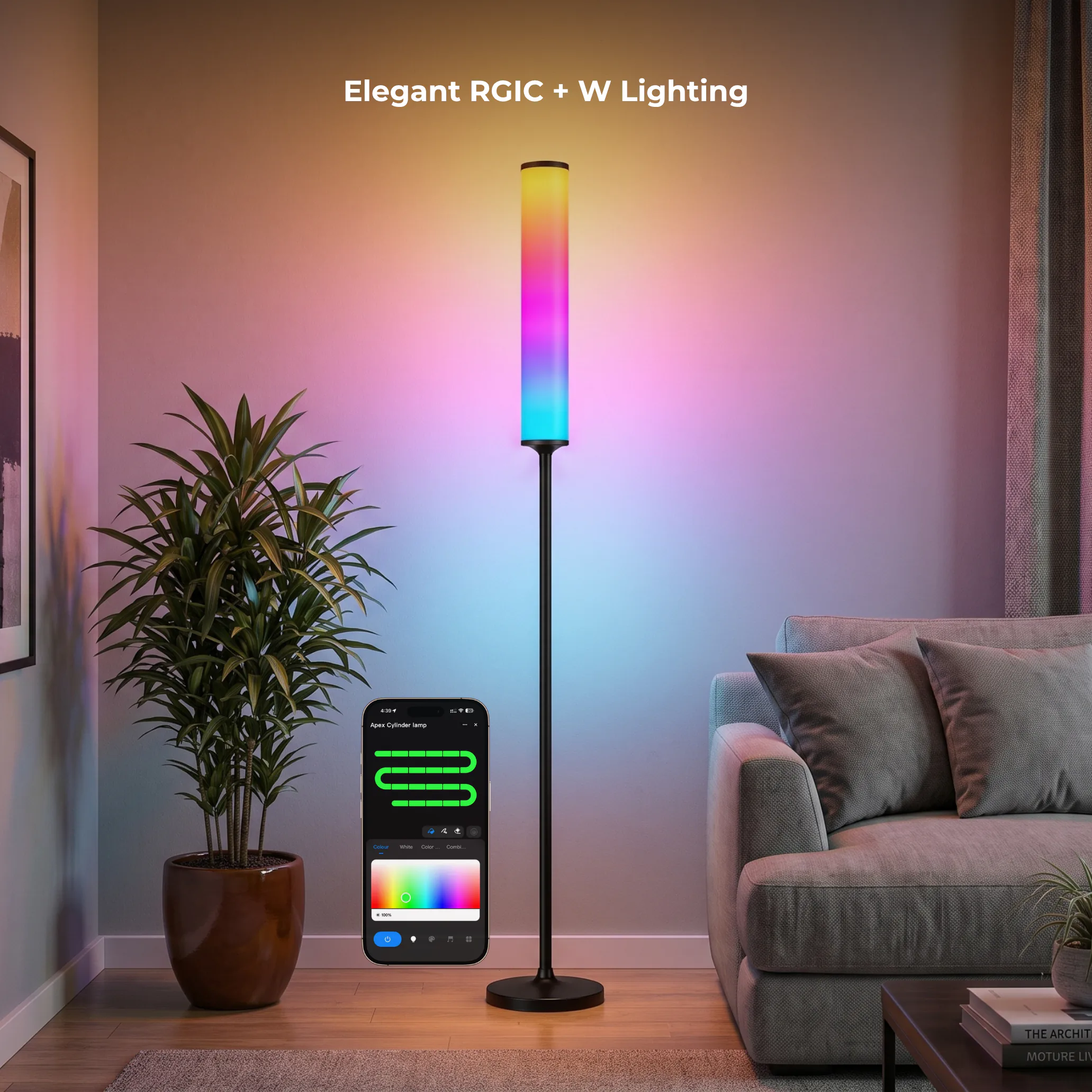 Apex RGBIC + W Cylinder Floor Lamp - Image 4
